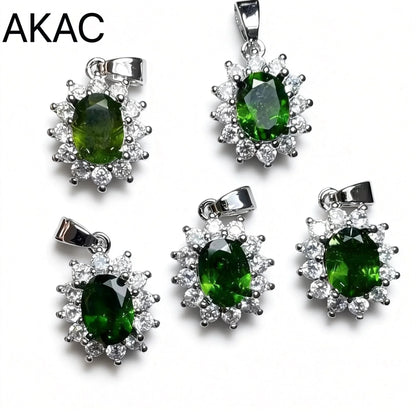 5개 AKAC 약 5-6x7-8mm 천연 녹색 다이옵사이드 DIY 제작용 랜덤 발송
